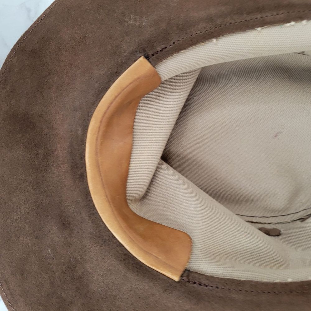 Banana Republic Brown Leather Safari Wide Brim Hat Vintage Y2K Walkabout Western - Picture 4 of 12